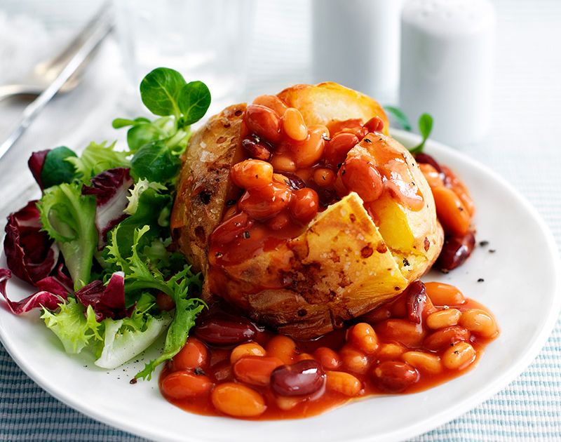 Jacket potato with mixed beans and salad | Slimming World