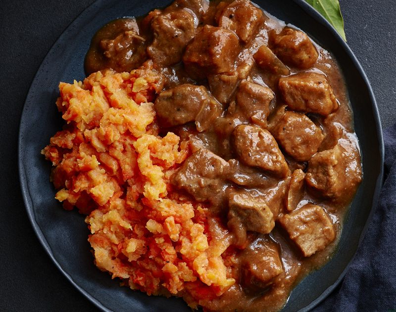 Slimming World beef stew Braised steak with carrot and swede mash