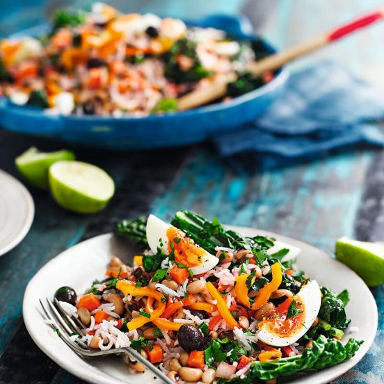 Black-eyed bean salad with charred cavolo nero