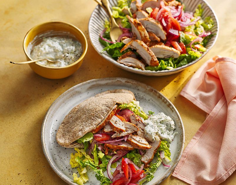 Chicken gyro salad with pittas | Slimming World