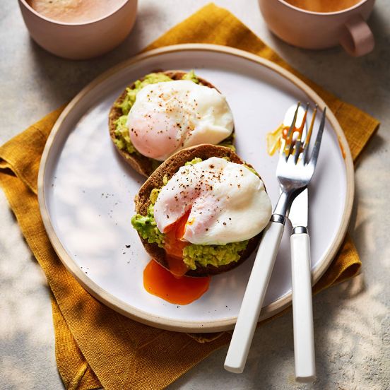 Avocado and poached egg muffins