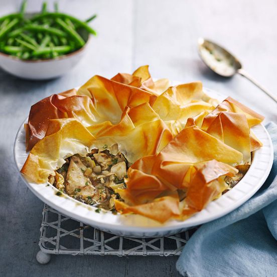 Turkey, leek and mushroom pie