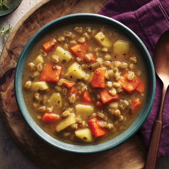 Pearl barley and root veg soup