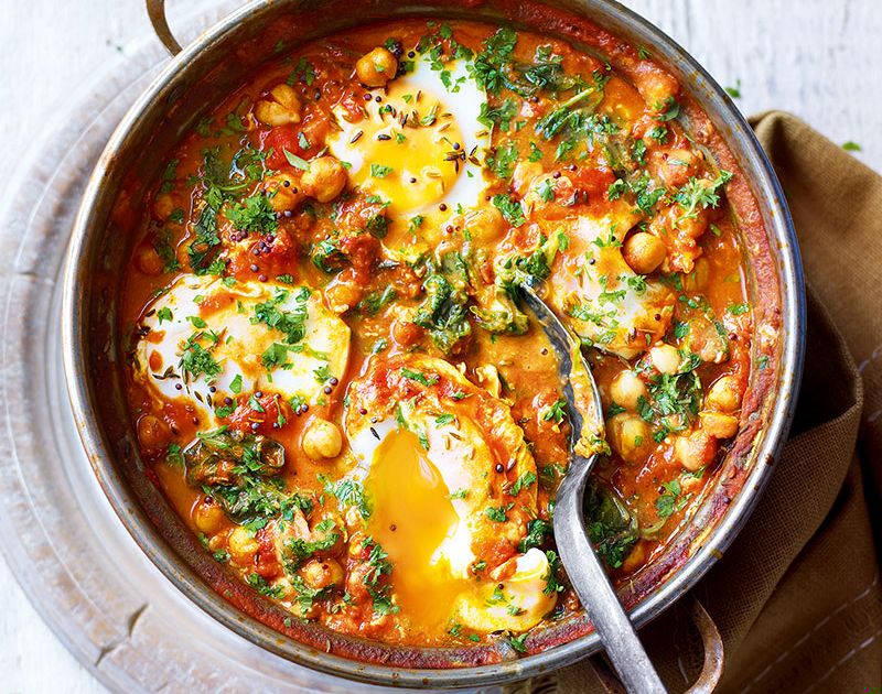 Chickpea curry with spinach and eggs Slimming World