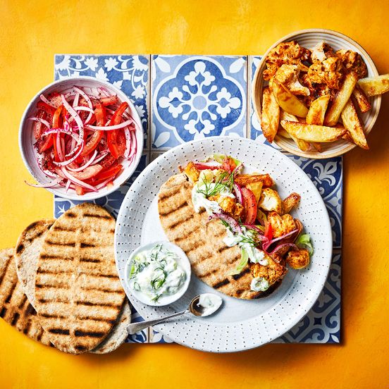 Cauliflower gyro pittas