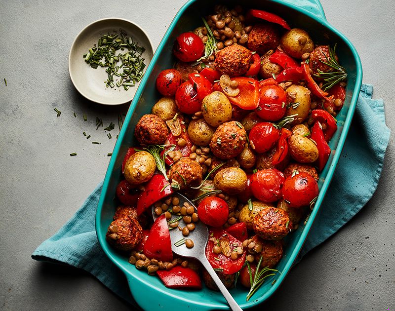 Italianstyle Veggie Ball tray bake Slimming World