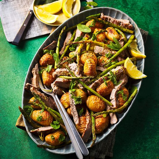 Lamb with baby hasselbacks