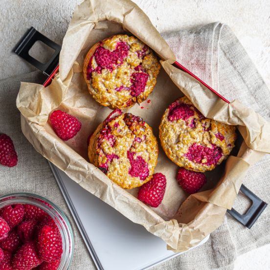 Raspberry oat muffins
