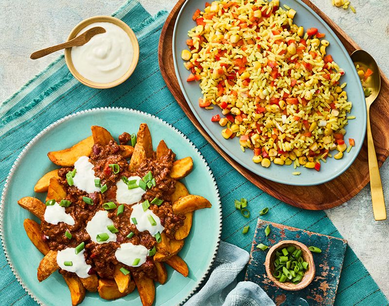 Chilliloaded wedges with cowboy rice salad Slimming World