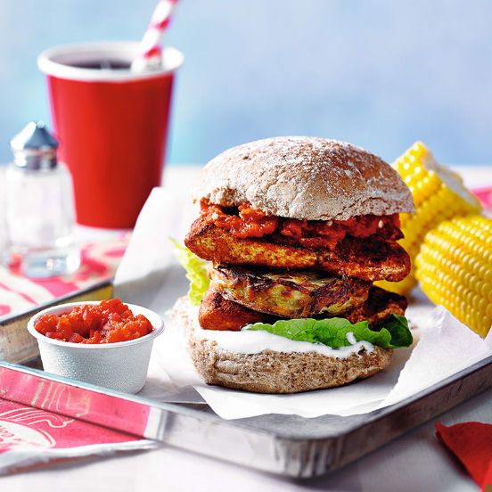 Chicken and hash brown burgers