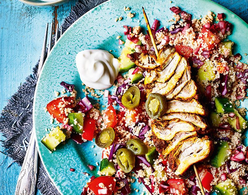 Chicken shawarma with rainbow couscous Slimming World