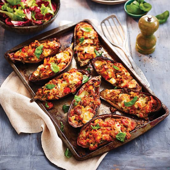 Stuffed baked aubergines