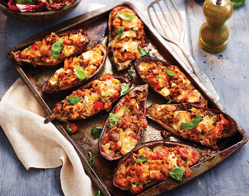Stuffed baked aubergines | Slimming World