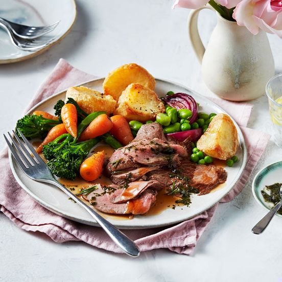 Roast leg of lamb with all the trimmings