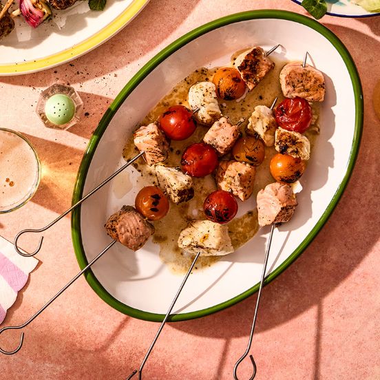 Rainbow fish skewers