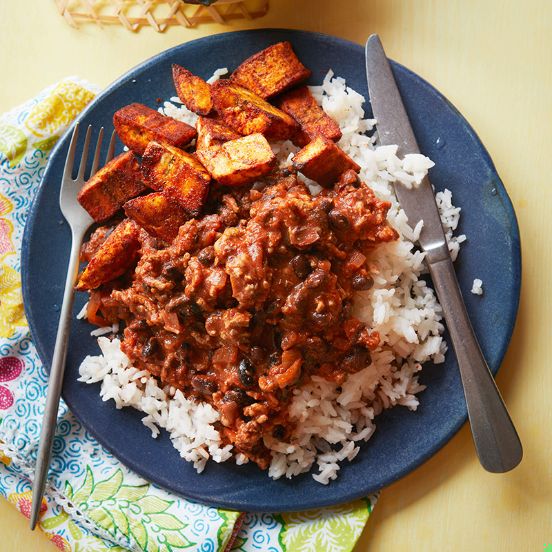 Elsie’s black-eyed bean stew with air-fryer plantain