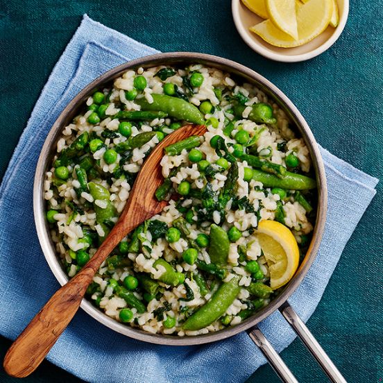 Pea and asparagus risotto