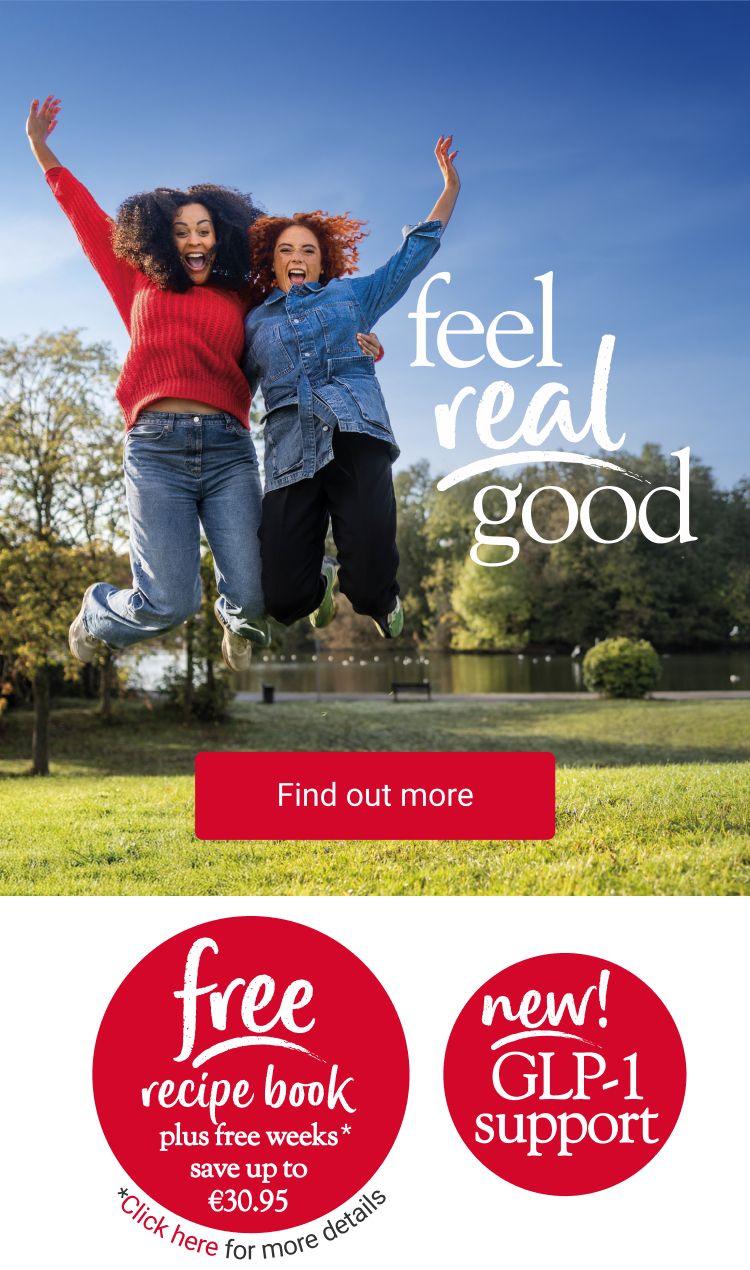 Two women jumping, with a title of ‘feel real good’.