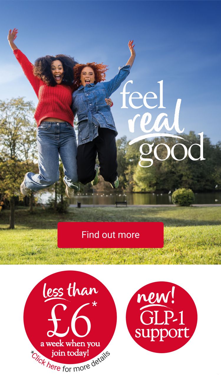 Two women jumping, with a title of ‘feel real good’.