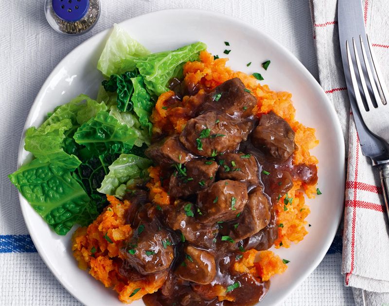 Slimming World beef stew Beef in red onion gravy with veg crush