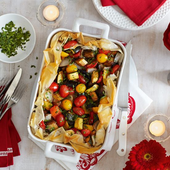 Mediterranean vegetable filo tart